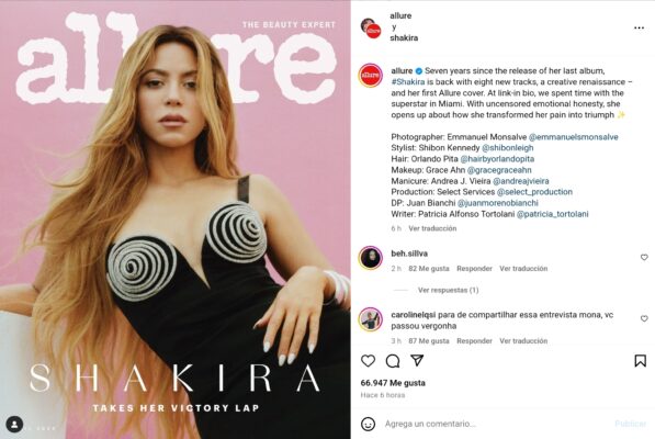 Shakira apareció en la portada de la revista Allure