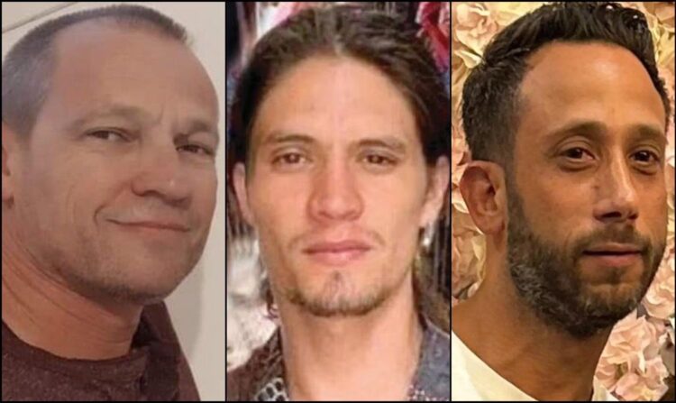 El ejército israelí realizó un operativo y ubicó los cuerpos de Orión Hernández Radoux, de 30 años (centro), Hanan Yablonka, de 42, y Michel Nisenbaum, de 59, AMEXI/FOTO: REDES SOCIALES-CORTESÍA.