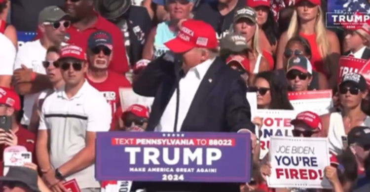 El expresidente Donald Trump durante un mitin en Pensilvania en el que sufrió un atentado, el 13 de julio del 2024. AMEXI/FOTO: REDES SOCIALES.