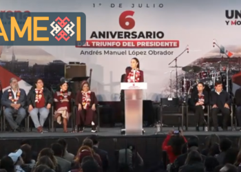 Morena y Claudia Sheinbaum festejan el triunfo de AMLO de 2018 en Los Pinos