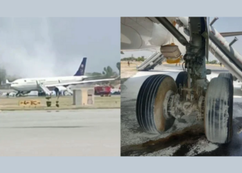 Se incendia avión saudita al aterrizar en Pakistán