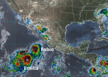 Efecto Fujiwhara ocasiona danza de Fabio y Emilia en el Pacífico