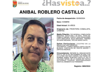 Cartel de búsqueda de Aníbal Roblero Castillo, edil electo de Frontera Comalapa, Chiapas