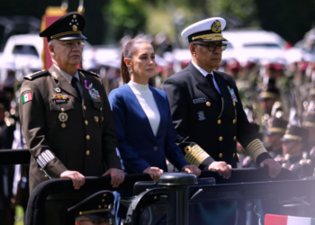 Claudia Sheinbaum y los titulares de la Sedena y de Marina