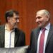 Gerardo Fernández Noroña, Presidente de la mesa directiva del Senado, y Adán Augusto López, líder de la bancada de Morena, hablan de la declinaciones de jueces que han recibido
