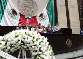 Tras aprobación de reglas para elegir juzgadores en Cámara de Diputados, PRI lleva corona fúnebre