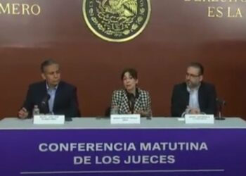 magistrados Adriana Ortega, Juan José Olvera y José Rogelio Alanís.