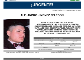 Alerta Aber por la desaparición de un menor de edad en la alcaldía Benito Juárez