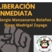 Cartel de la Central de Trabajadoras y Trabajadores de la Ciudad y el Campo exigiendo libertad a Sergio Manzanares y Diego Madriga