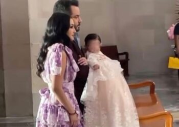 CDMX, 15 febrero 2025. José Eduardo Derbez y Paola Dalay bautizaron este sábado a su hija Tessa, contando con el apoyo y cariño de sus seres queridos más cercanos, solo que en esta ocasión los grandes ausentes fueron los Derbez.. AMEXI/FOTO: Enrique de la Rosa