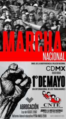 Cartel de la CNTE para convocar a la marcha del 1 de mayo del 2025.AMEXI/Foto/Cortesía:CNTE
