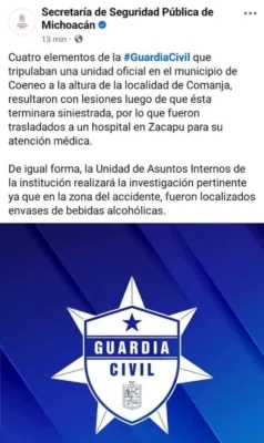 Según información publicada por la Secretaría de Seguridad Pública (SSP) de Michoacán, a través de sus redes sociales, los oficiales fueron trasladados a un hospital en el municipio de Zacapu.