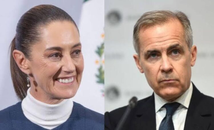 Claudia Sheinbaum, presidenta de México, y Mark Carney, primer ministro de Canadá. Invitación a la cumbre del G7