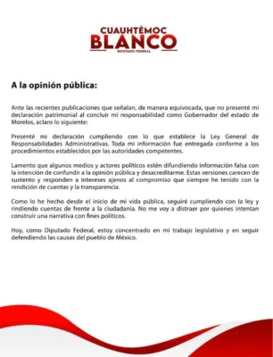 Comunicado de Cuauhtémoc Blanco
