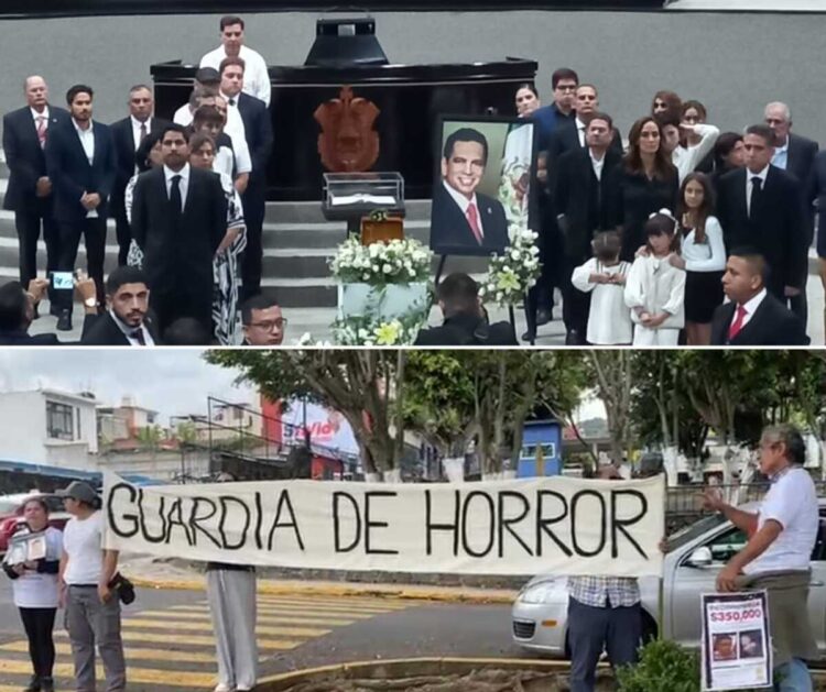 Colectivos montan “guardia de horror” afuera del Congreso de Veracruz por acto póstumo a Fidel Herrera