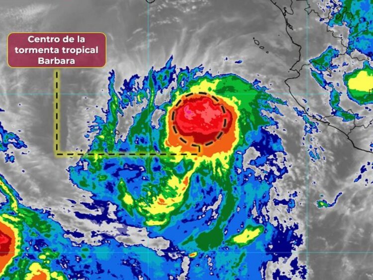 Tormenta tropical Bárbara se debilitará gradualmente en el Pacífico | AMEXI/FOTO: X @conagua_clima