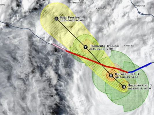 Trayectoria del Huracán Erick en el Pacífico | AMEXI/FOTO: X @conagua_clima