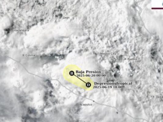Trayectoria de la depresión tropical Erick en Guerrero | AMEXI/FOTO: X @conagua_clima