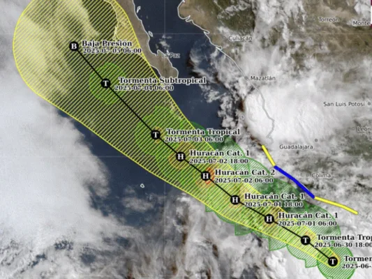 Trayectoria de Flossie en el Pacífico | AMEXI/FOTO: X @conagua_clima