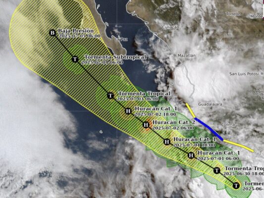 Trayectoria de Flossie en el Pacífico | AMEXI/FOTO: X @conagua_clima