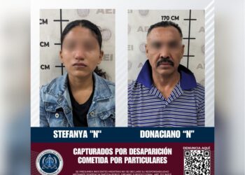 Stefanya N y Donaciano N, detenidos en Baja California por desaparición de personas en Guerrero. AMEXI Foto FGE Baja California