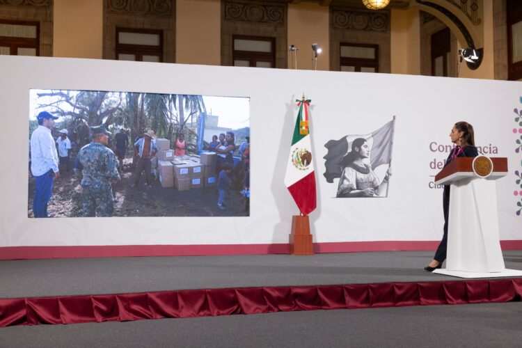 La presidenta Claudia Sheinbaum expresó su profundo agradecimiento a las Fuerzas Armadas por su labor por el huracán “Erick”.
