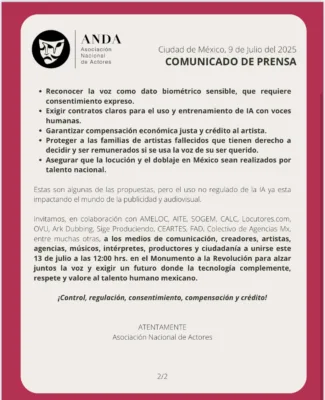 Comunicado ANDA