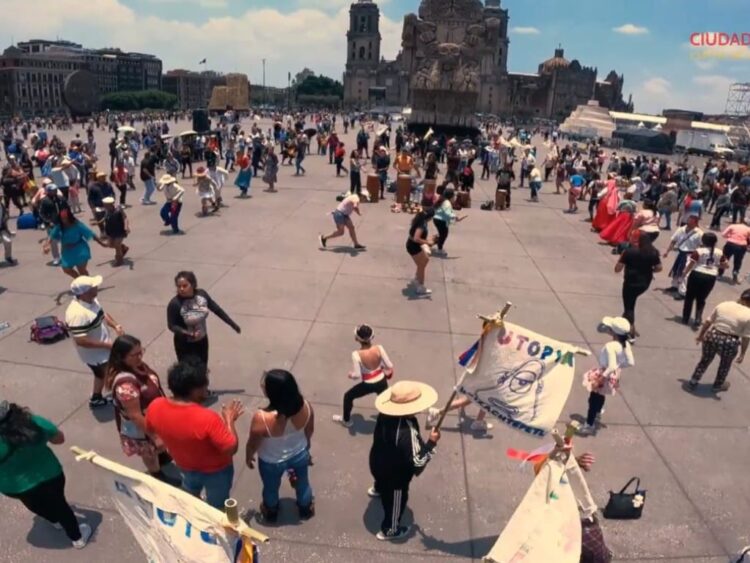 Migración Pilares México-Tenochtitlan, 7 Siglos de Legado de Grandeza. Actividades en el Zócalo de la CDMX. Foto Gobierno de la Ciudad de México