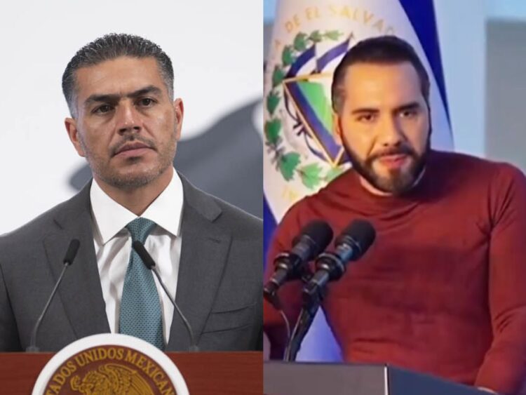 Omar García Harfuch, secretario de Seguridad de México, y Nayib Bukele, presidente de El Salvador. Foto Especial