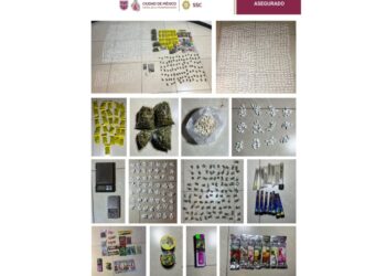 Parte de los dulces con droga y otros artículos asegurados. AMEXI