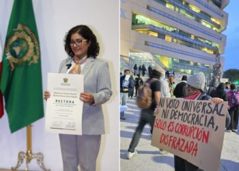 Patricia Zarza asume como primera rectora de la UAEMex, en medio de protestas estudiantiles