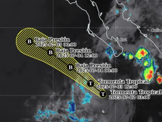 Trayectoria de la tormenta tropical Flossie | AMEXI/FOTO: X @conagua_clima