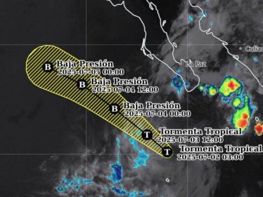Trayectoria de la tormenta tropical Flossie | AMEXI/FOTO: X @conagua_clima