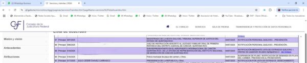 Se hizo del conocimiento al público, mediante lista de estrados, que desechó el pasado 7 de julio la solicitud de amparo solicitada por Julio César Chávez (Jr) Carrasco. AMEXI/FOTO/ imagen lista de estrados.