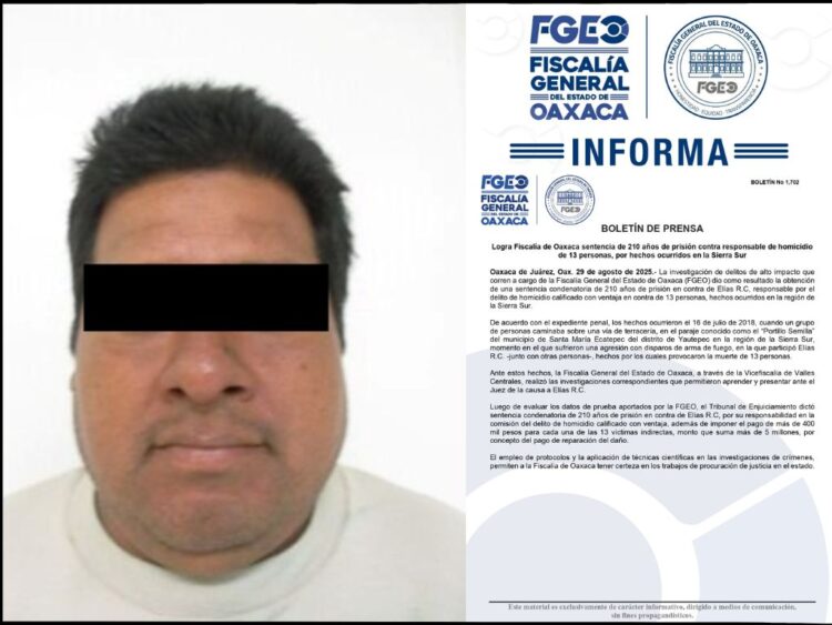 Oaxaca. Detenido por masacre en Ecatepec, Oaxaca.