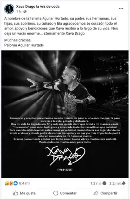 Xava Drago deja mensaje póstumo | AMEXI/FOTO: FB @negropasionshop