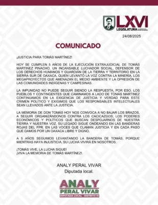 La diputada local, Analy Peral Vivar, se sumó a la exigencia de justicia