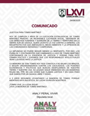 La diputada local, Analy Peral Vivar, se sumó a la exigencia de justicia