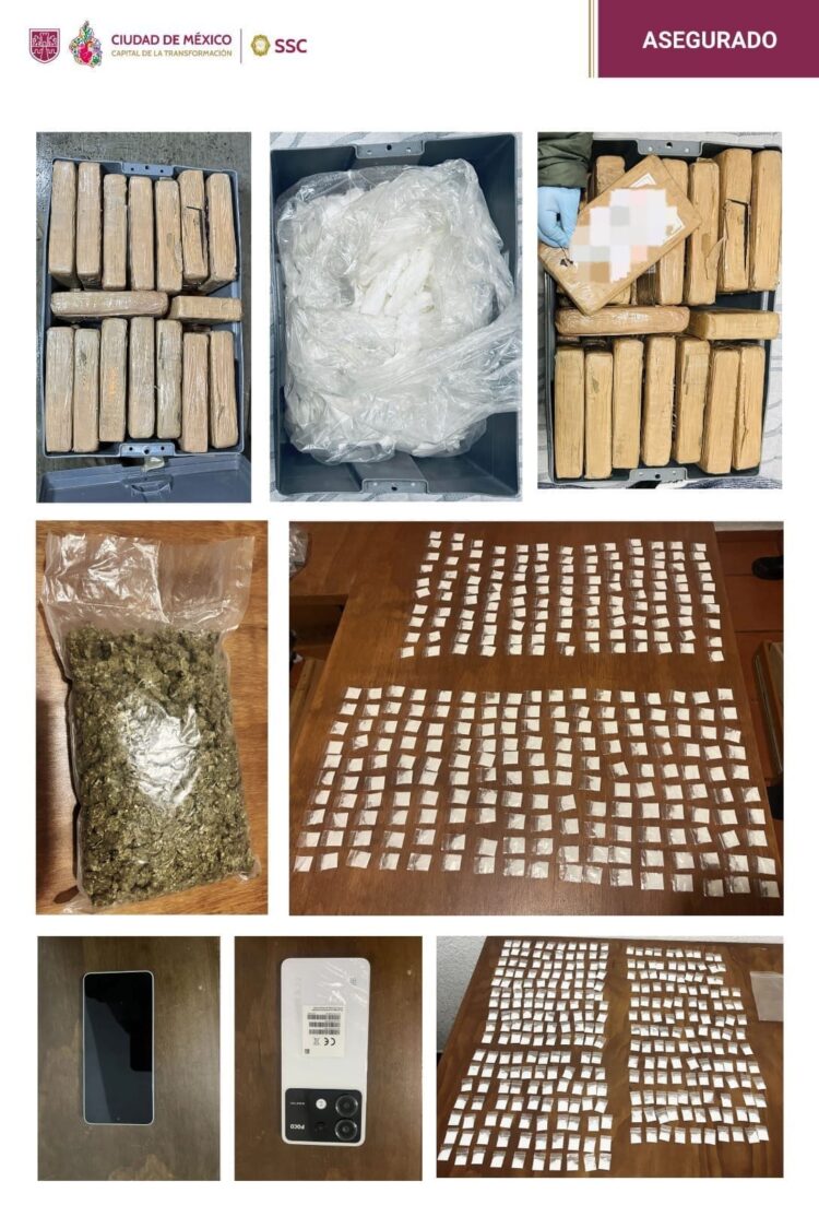 En la Ciudad de México, elementos de seguridad federal y local aseguraron 20 kilogramos de posible metanfetamina.