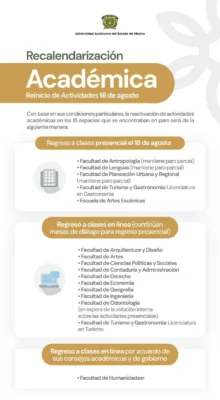 Calendario acordado. Universidad Autónoma del Estado de México (UAEMéx).