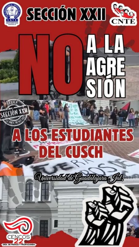 CNTE se solidariza con los estudiantes de la Universidad de Guadalajara