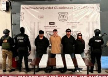 Detenidos en La Rumorosa, Baja California. Foto Secretaría de Seguridad Ciudadana de Baja California