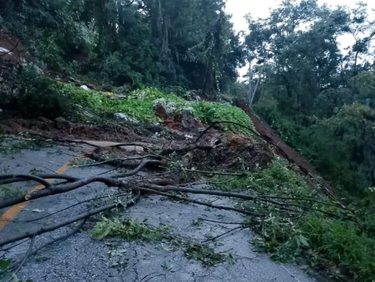 El deslave en la carretera Tenancingo-Villa Guerrero. AMEXI