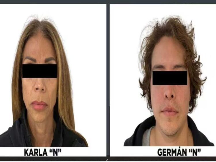 Karen “N” y Germán “N”, esposa e hijo de quien es conocido como “Lord Pádel”. AMEXI Foto FGJEM