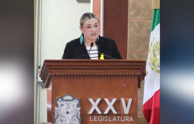La diputada de BC Michelle Tejeda, al dar lectura al dictamen sobre participación de personas con discapacidad en procesos electorales. Foto Cortesía Congreso del Estado de BC