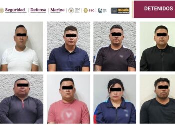 Los ocho detenidos por secuestro exprés en CDMX. AMEXI
