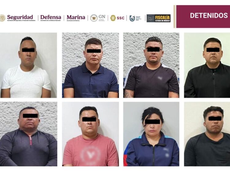 Los ocho detenidos por secuestro exprés en CDMX. AMEXI