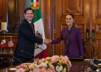 Marco Rubio llega al Palacio Nacional para formalizar programa de seguridad con Sheinbaum