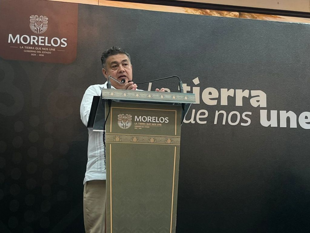 Miguel Ángel Urrutia Lozano, secretario de Seguridad de Morelos, habla sobre el robo a la casa del senador Gerardo Fernández Noroña. AMEXI Foto David Monroy