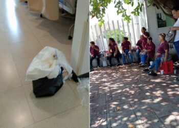 Trabajadores de limpieza de los hospitales públicos de Boca del Río, 20 de Noviembre y de Tarimoya en Veracruz se mantienen en paro por falta de pago. Foto Especial